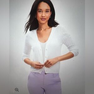 Loft ribbed white cardigan large